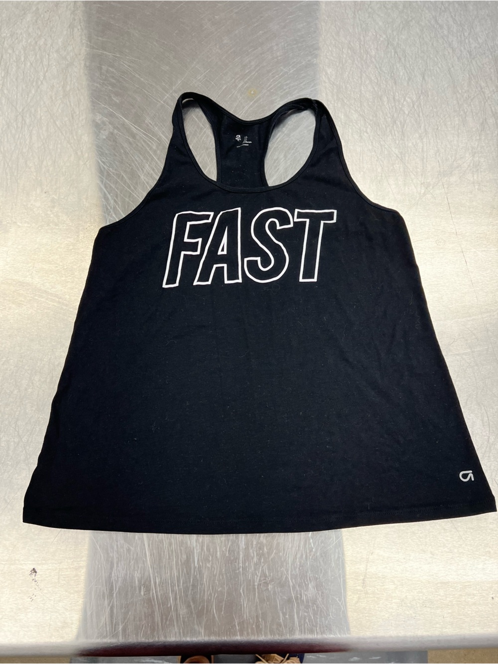 GAP Black Racerback Tank with WHITE FAST Graphic Women’s L
